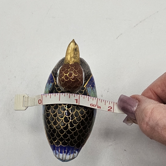 Vtg Cloissone Enameled Brass Duck - Picture 9 of 11